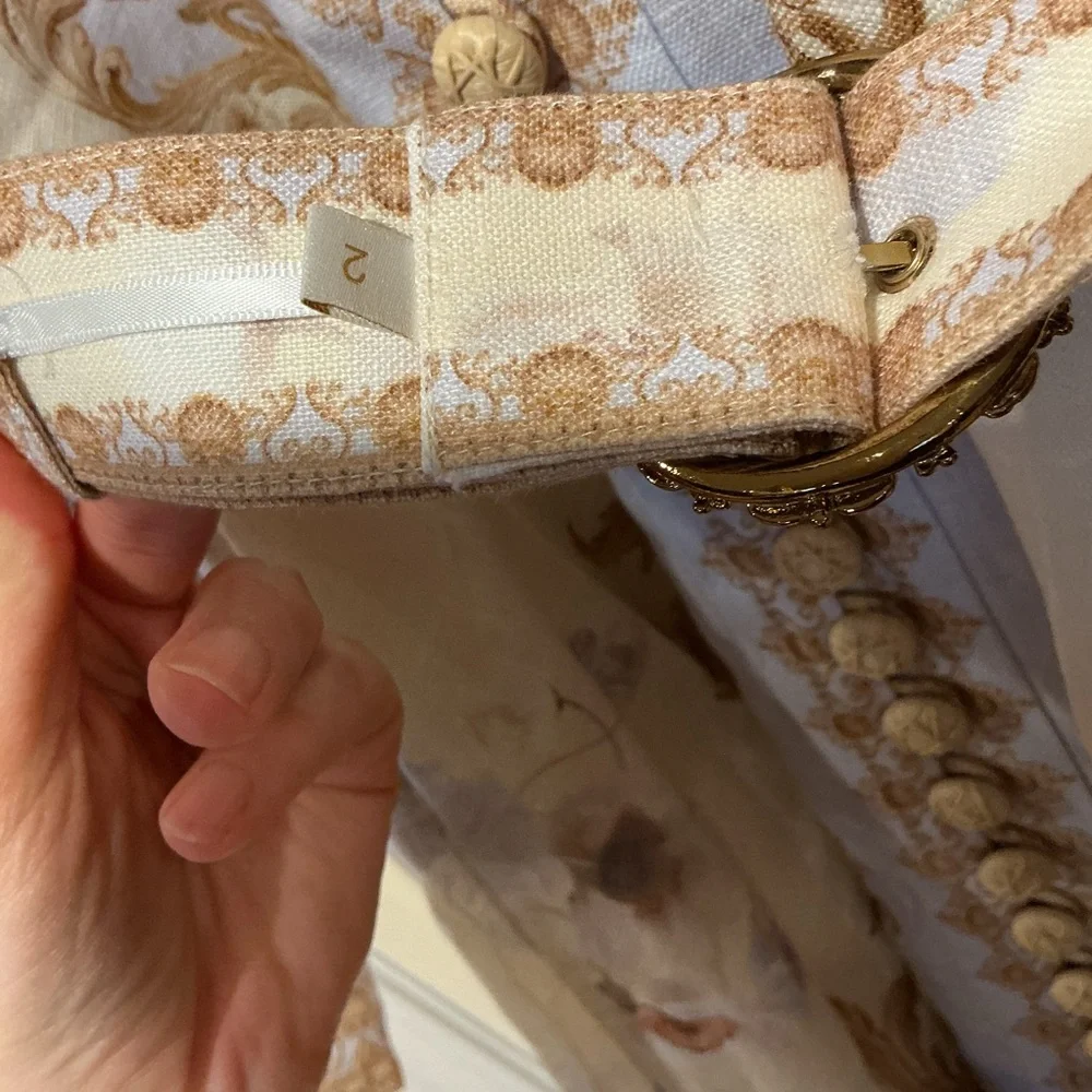 NWOT Zimmermann Elegant Floral Long-Sleeve Linen Mini Dress, Size AU 2 = M - Picture 9 of 13